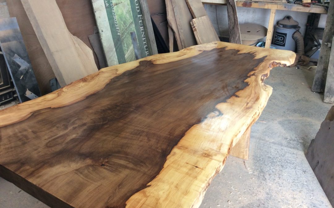 Walnut slab coffee table