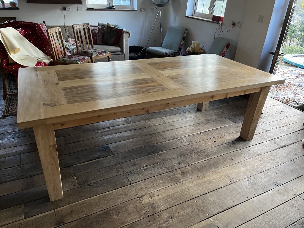Oak and walnut dining table