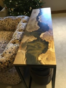 Resin waney edge table