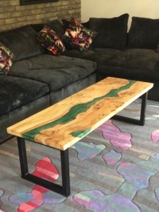 Resin and natural wood tables